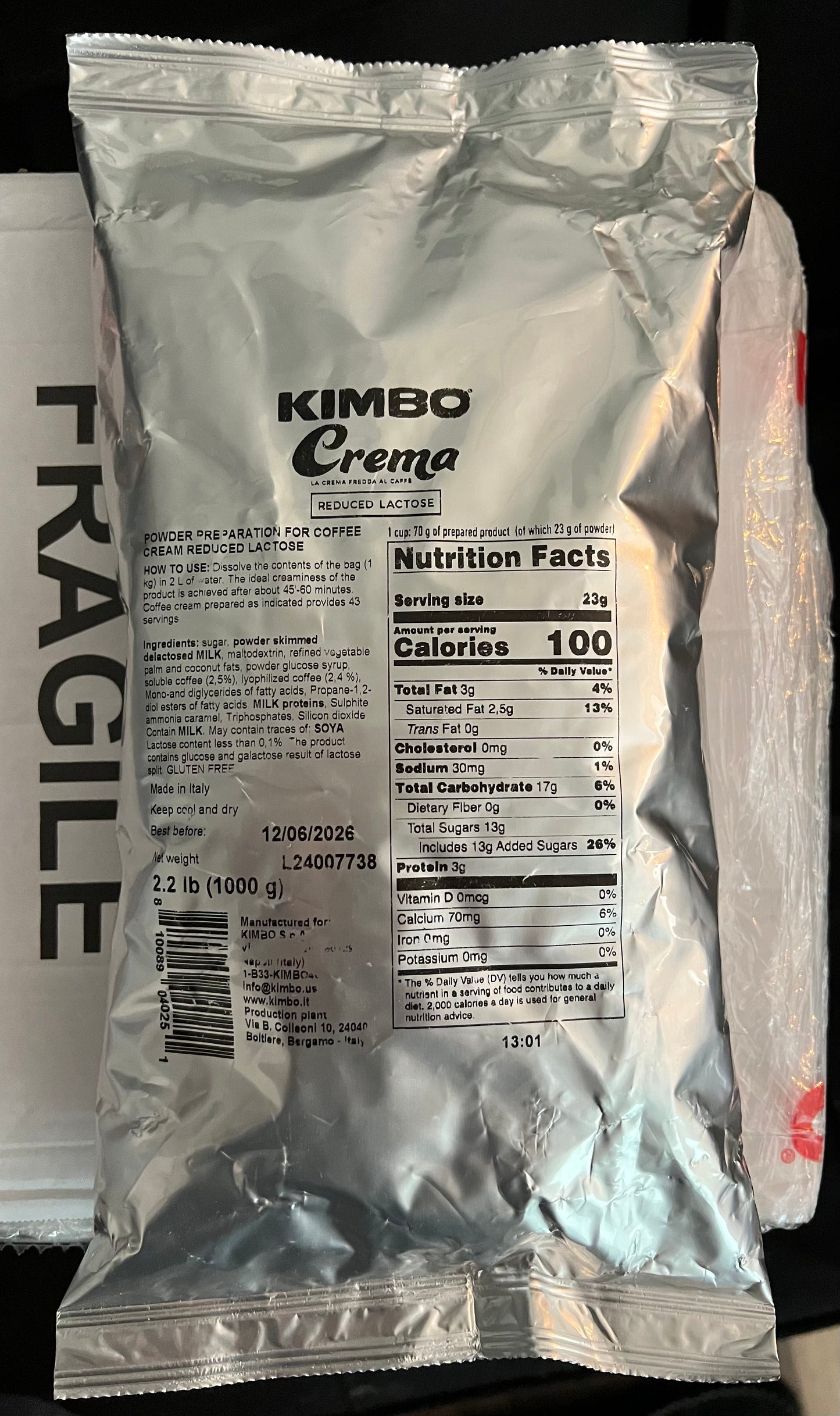 17087 - Kimbo Café Crema 1KG (10 Packs per Case)